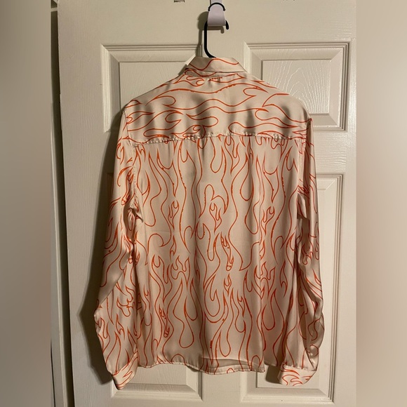 Zara Man Upbeat Vibes Satin Flame Print Shirt NWT - Picture 2 of 2